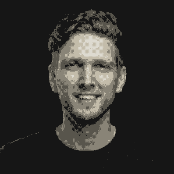 Dima Grossman, Cofounder and CTO of Novu, in the TesterArmy bitmap treatment